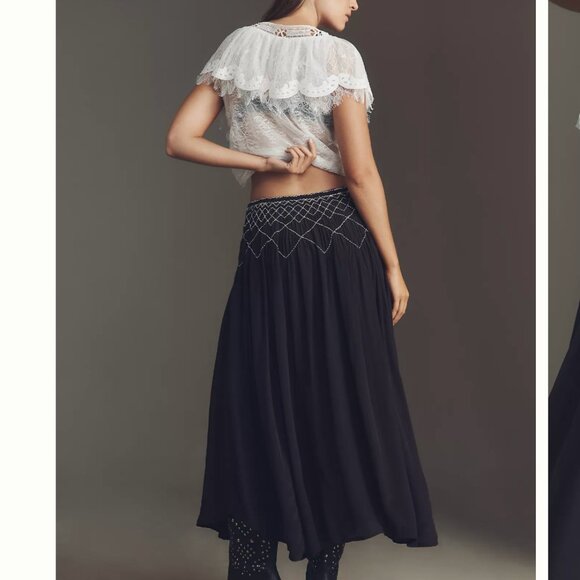 By Anthropologie Smocked Soft Midi Skirt Size XS - Picture 4 of 6